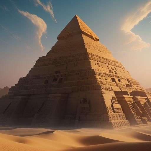 Mystical Pharaohs Constructing Pyramids: Matte Painting