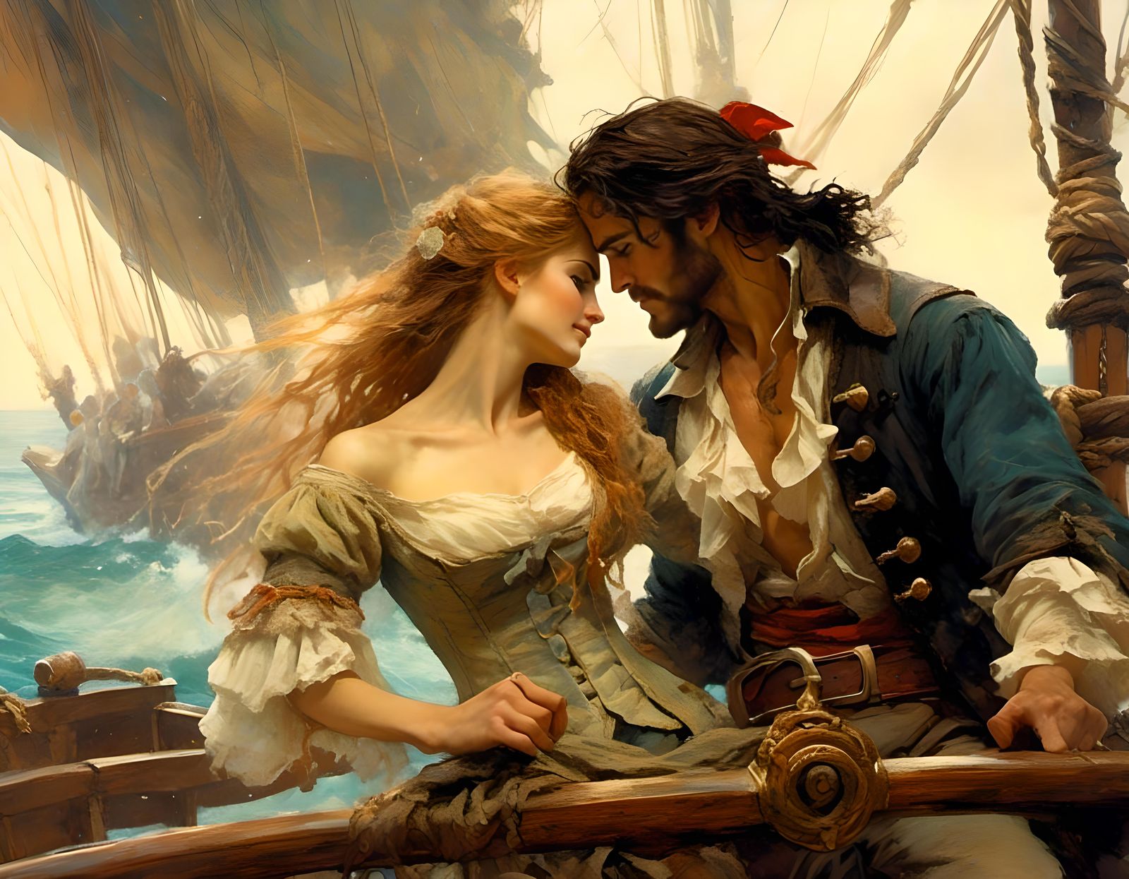 Pirate's Kiss: A Howard Pyle-Style Illustration