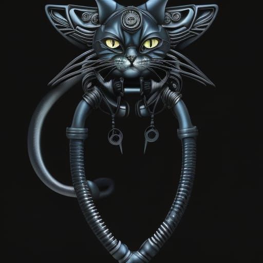 Biomechanical Cat in HR Giger Style