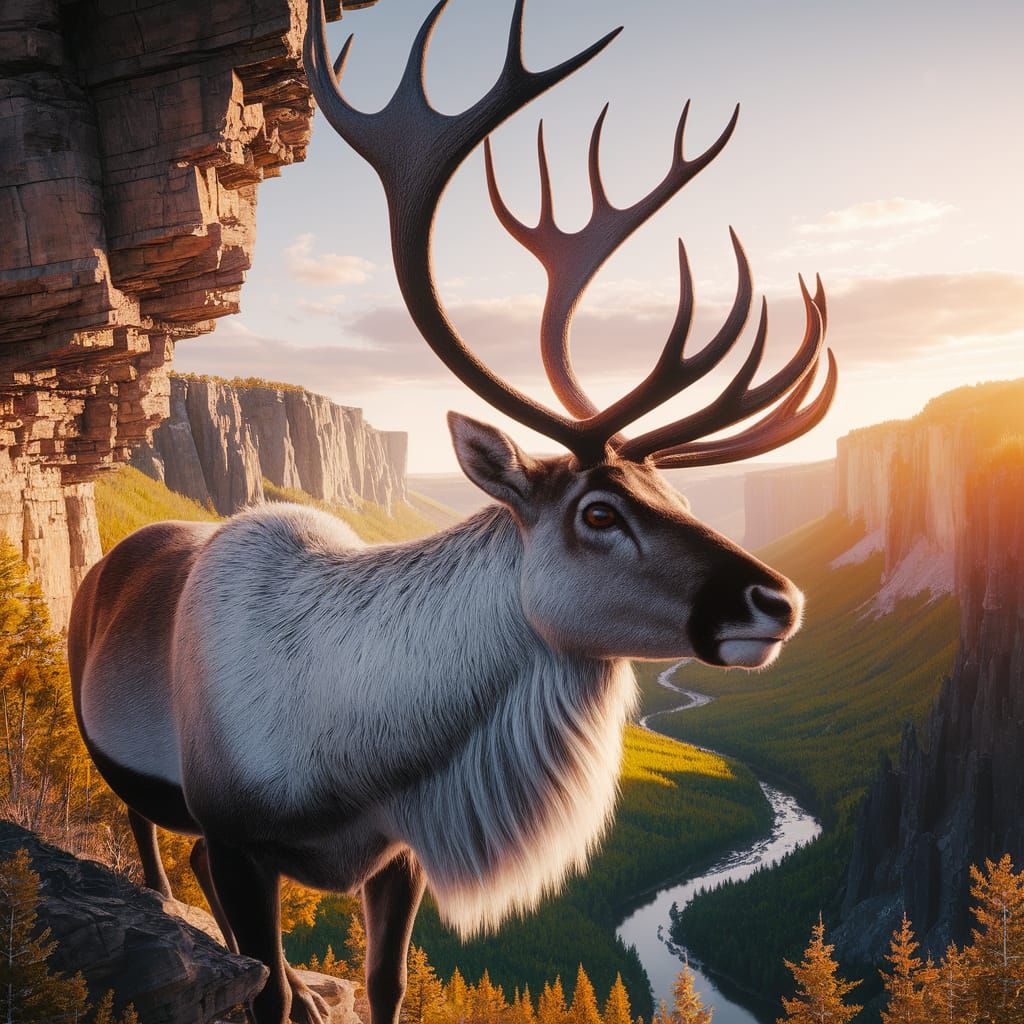 Majestic Reindeer Guardian at Golden Hour