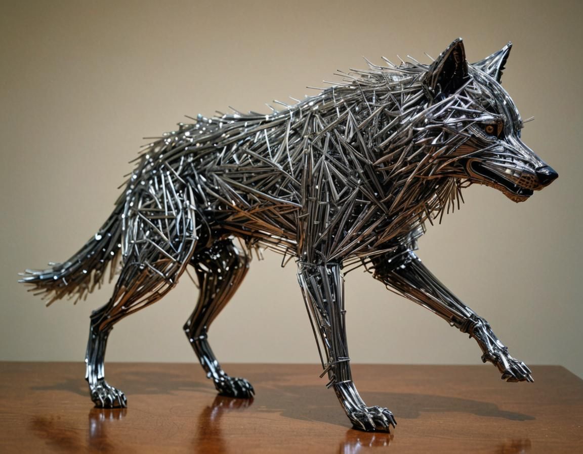 Abstract Metal Needle Wolf, HDR Gallery Art