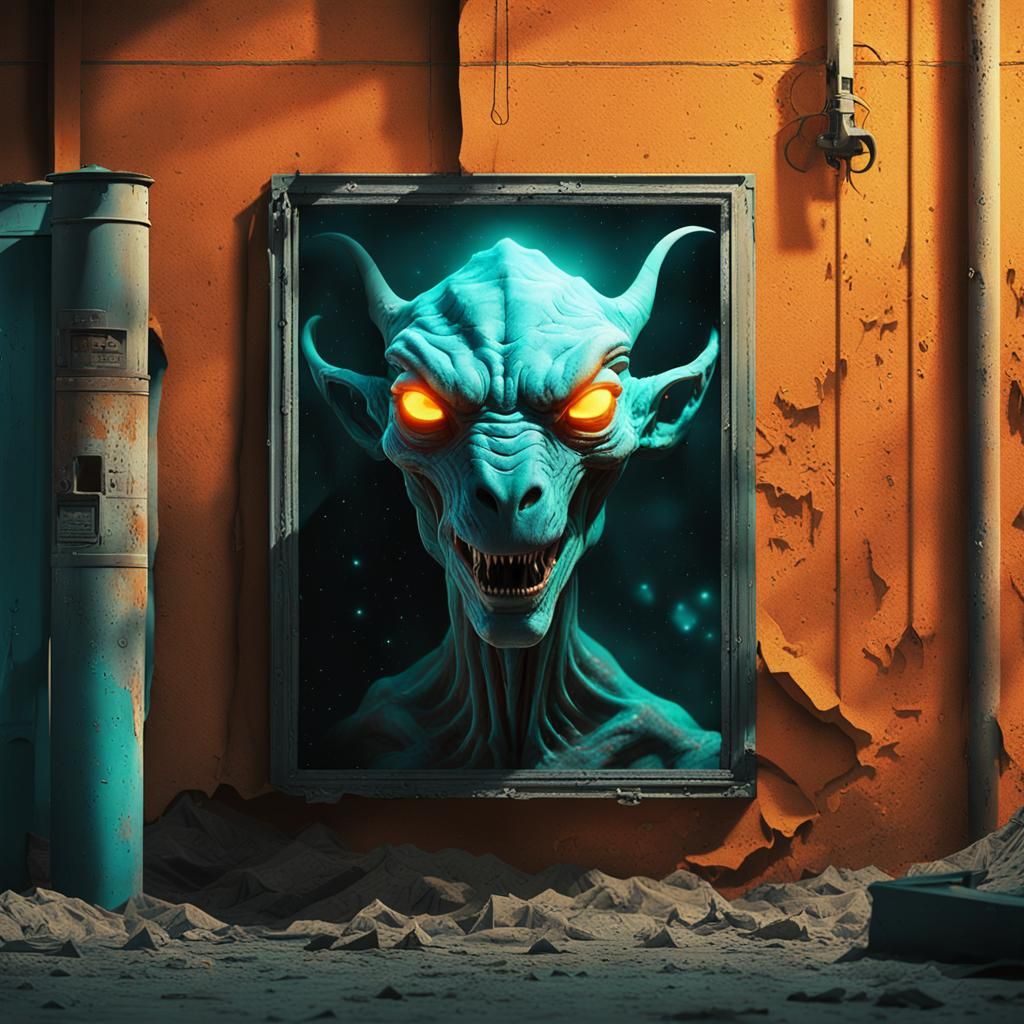 Alien Chimera Wanted Poster in Neon Border Town