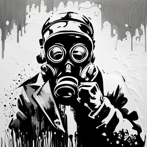 Banksy-Style Stencil Art: Rat with Gas Mask