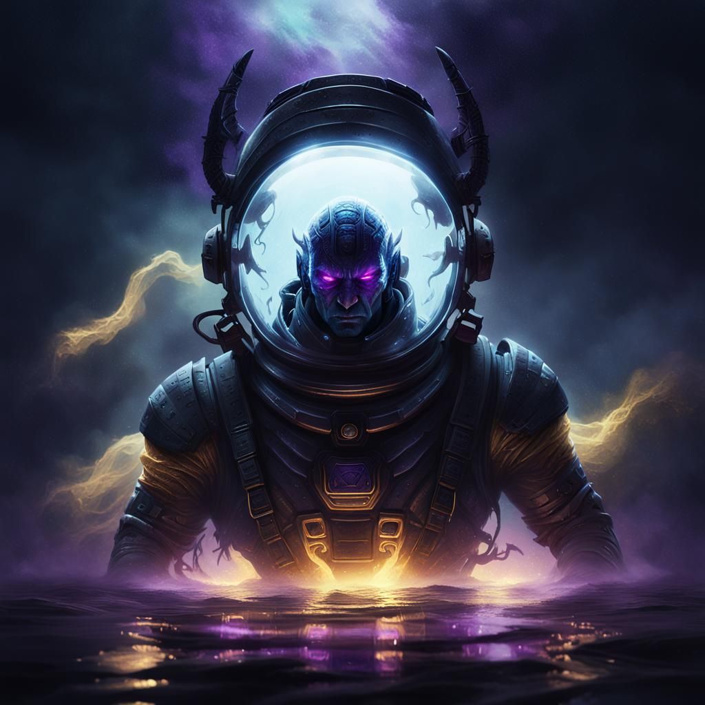 Astronaut Demon Portrait in Dark Fantasy Style