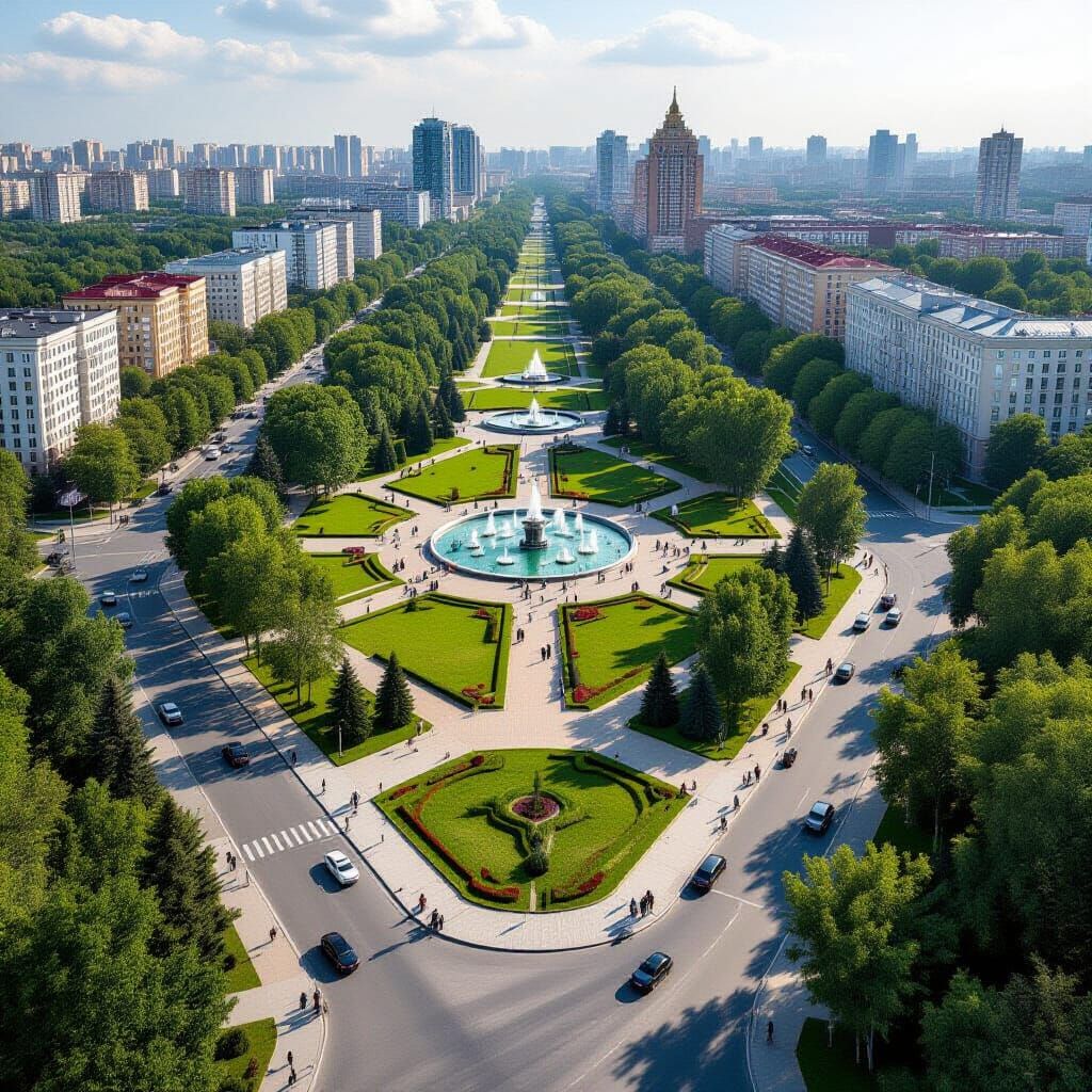 Avtozavodsky Park: Soviet-Era Architecture in Digital Art