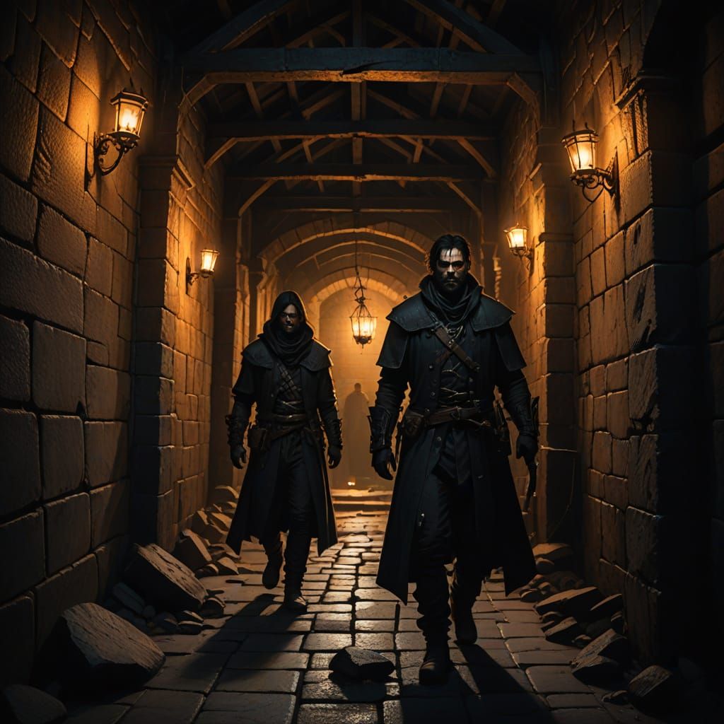 Gritty Dark Fantasy Figure in Dungeon Halls