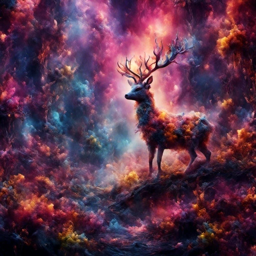 Animals in a Sunny Forest with Divine Light