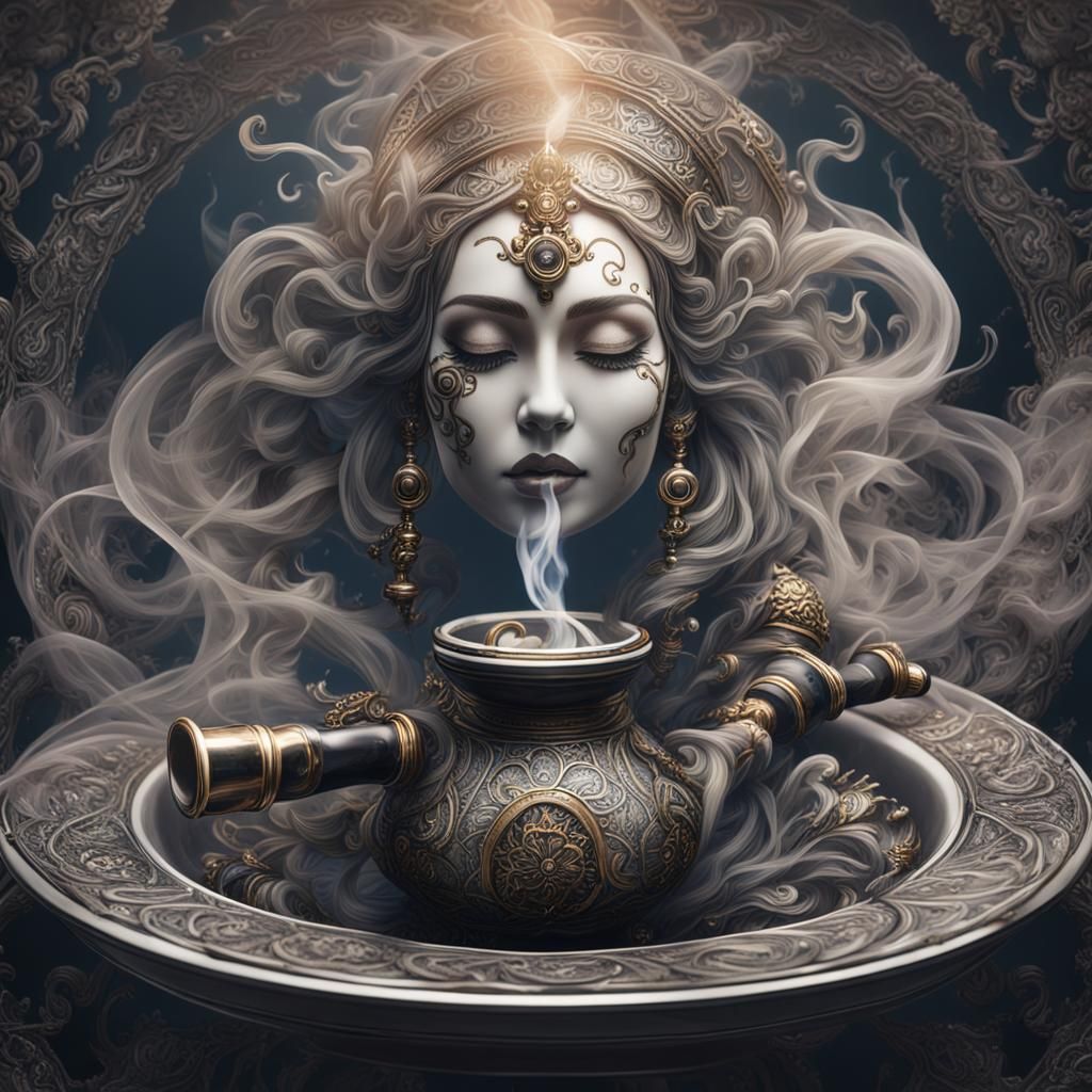 Opium Pipe and Smoke Goddess: Matte Painting