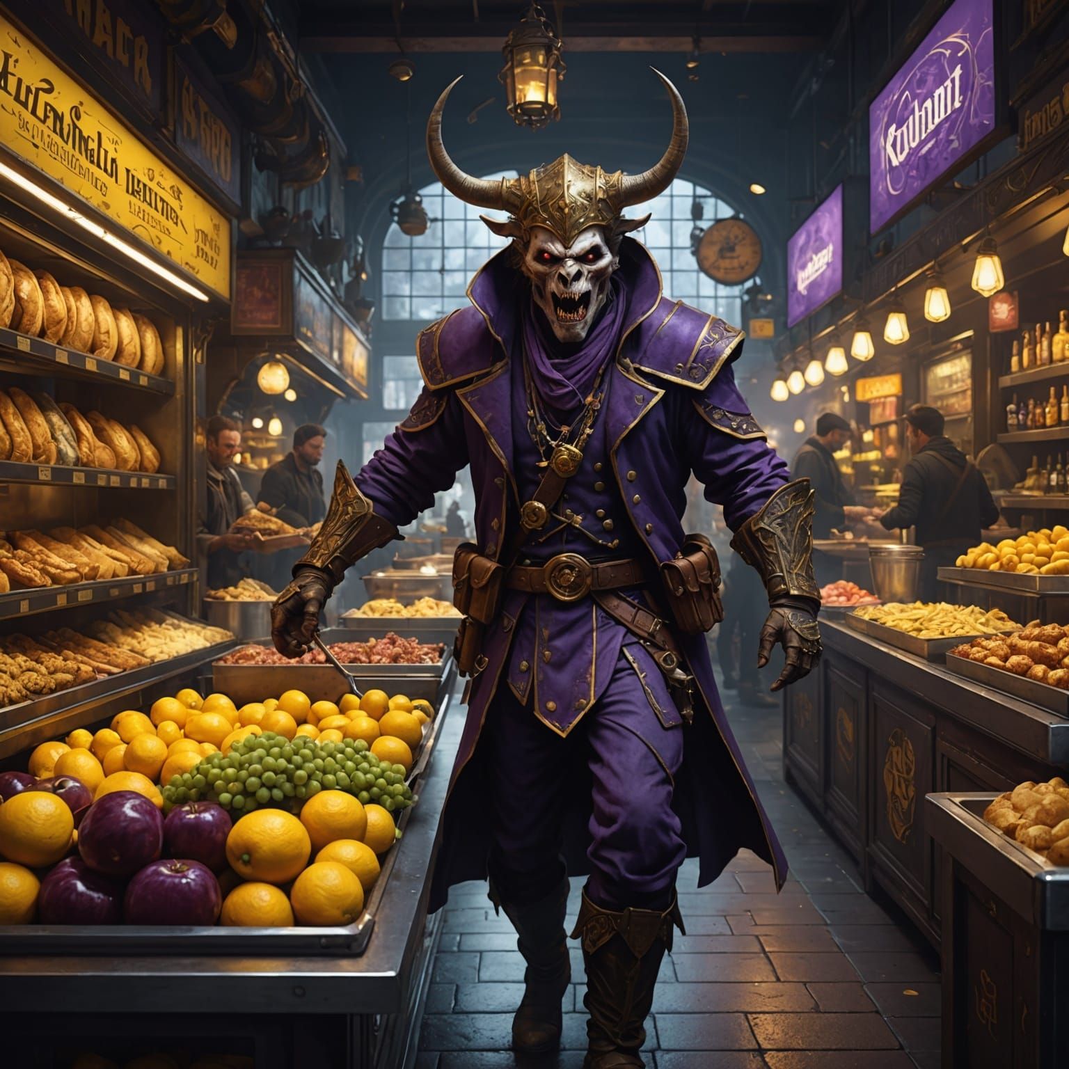 Killer Foodocalypse in Hyperdetailed Dark Fantasy Style