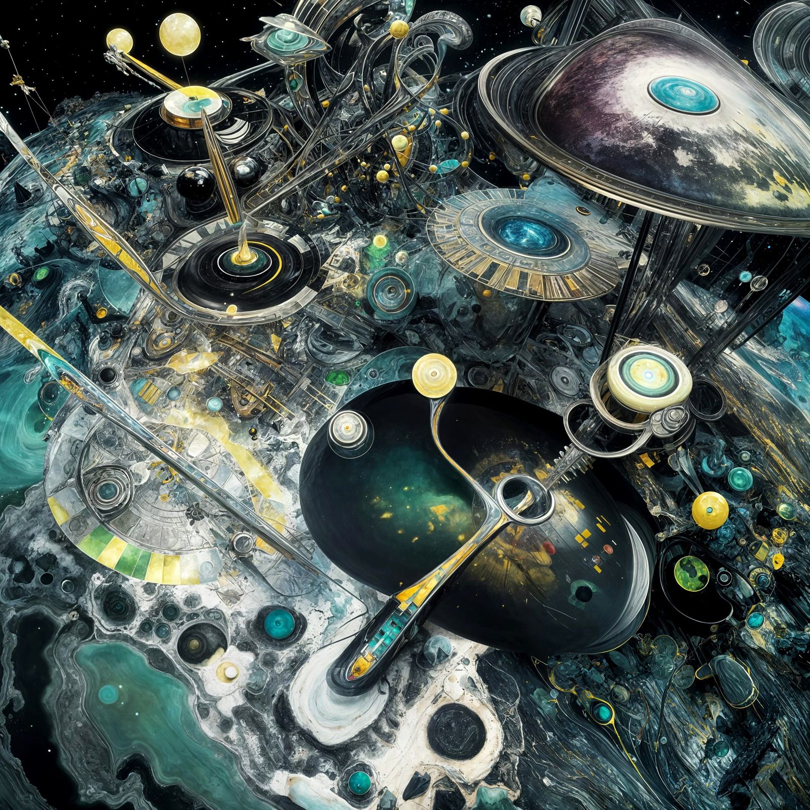 Abstract Blending Cycles in Chrome Yellow and Jade