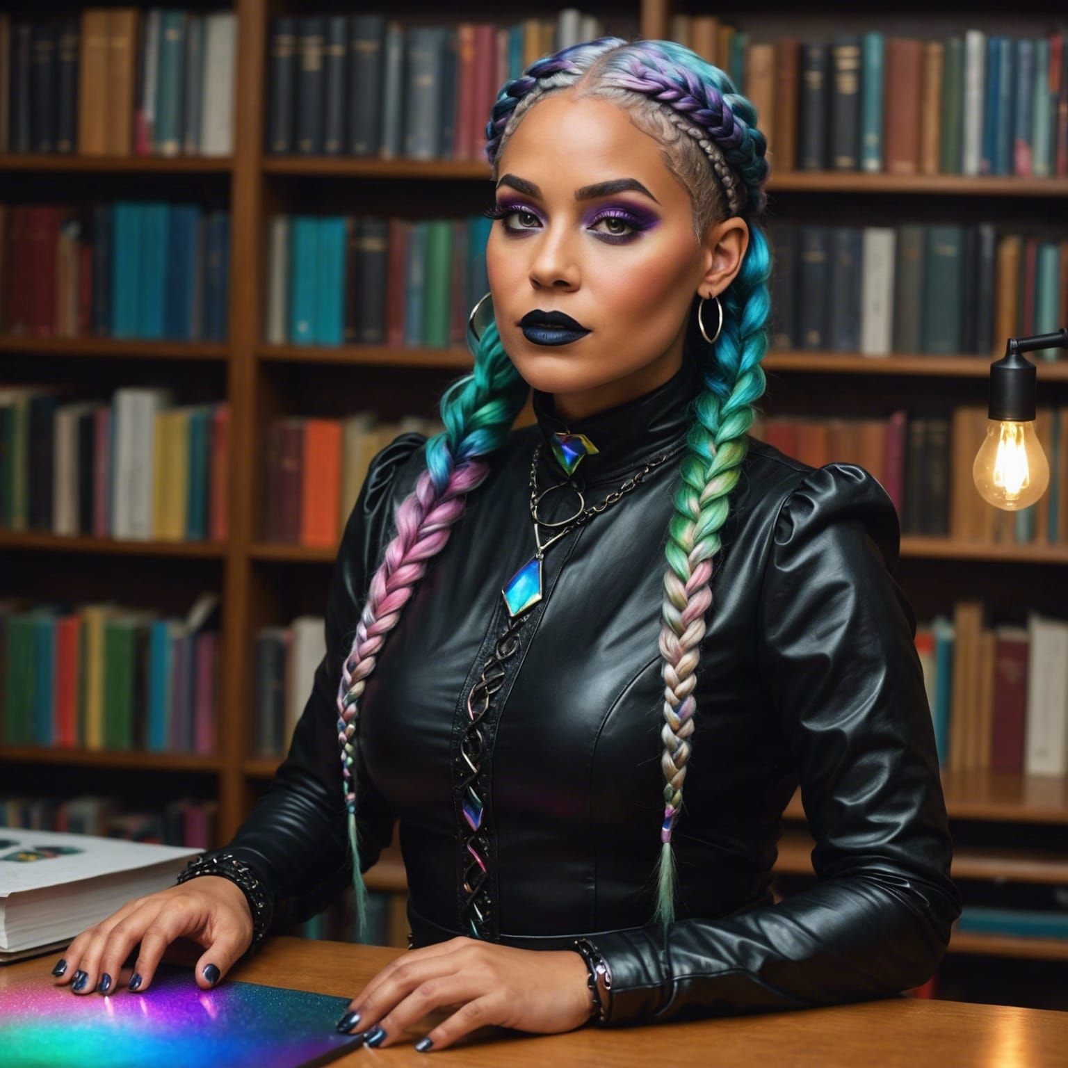 Iridescent Librarian on a Desk