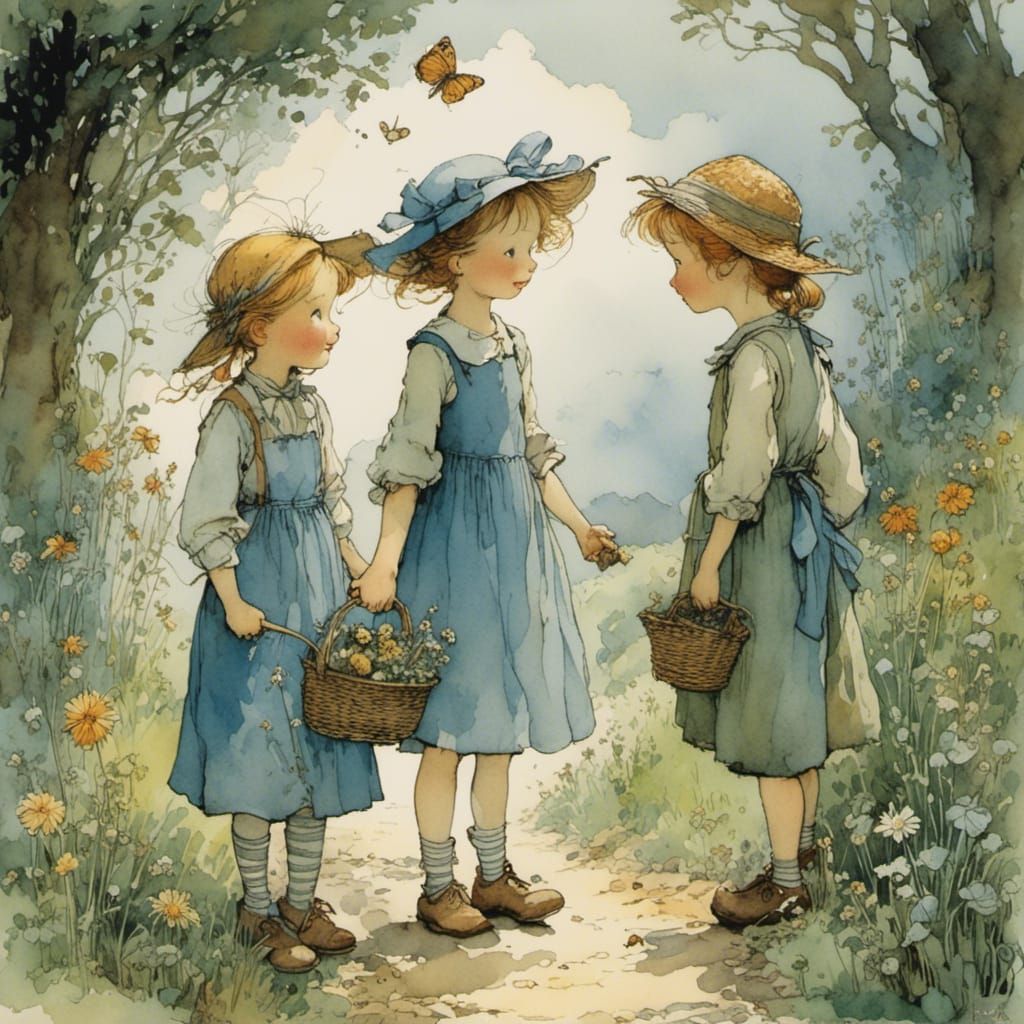 Children's Friendship Illustration in Whimsical Style