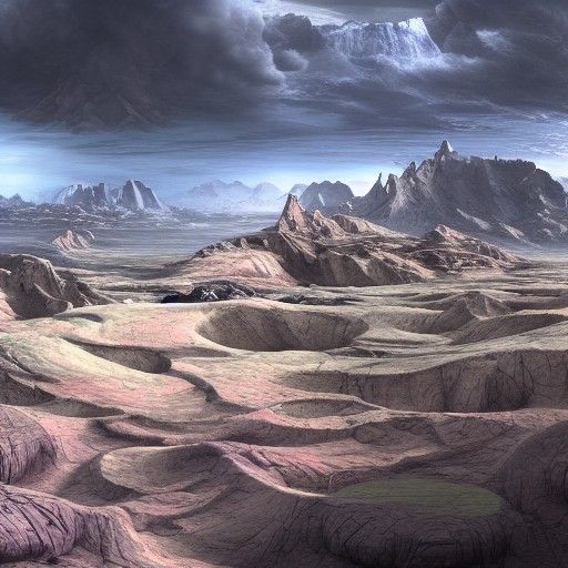 Surreal Distorted Landscape in Matte Painting Style