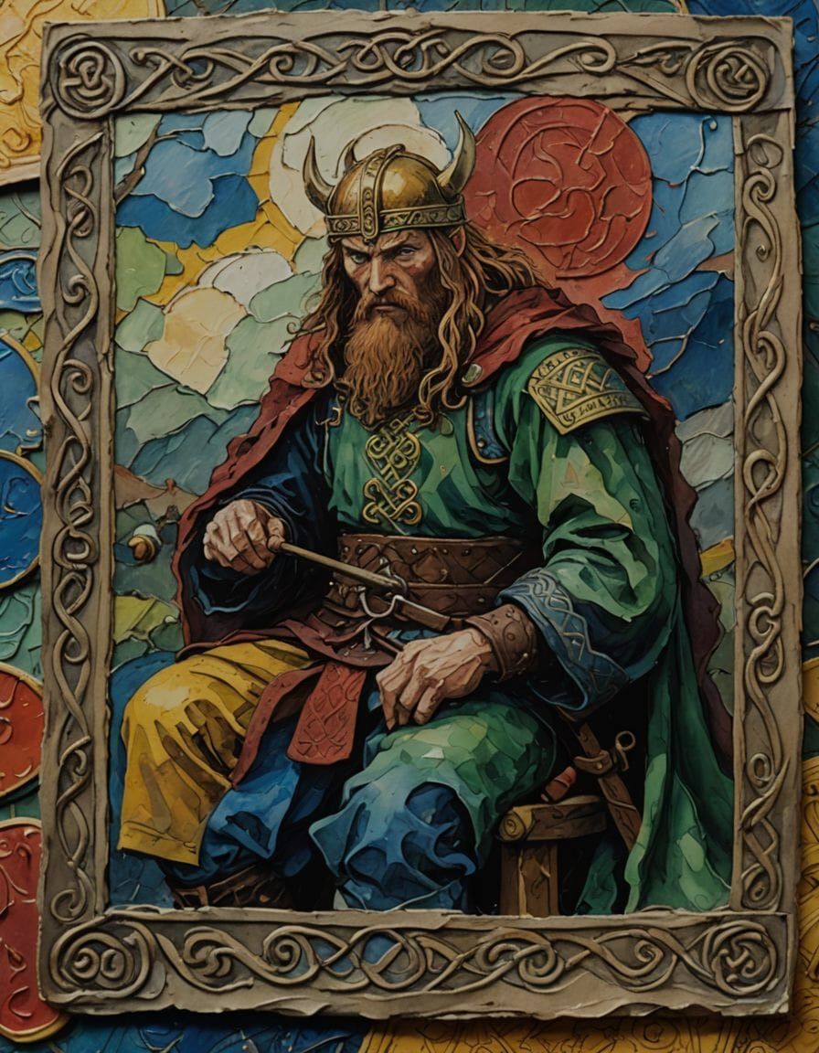 Whimsical Celtic Knights in a Medieval Card Game