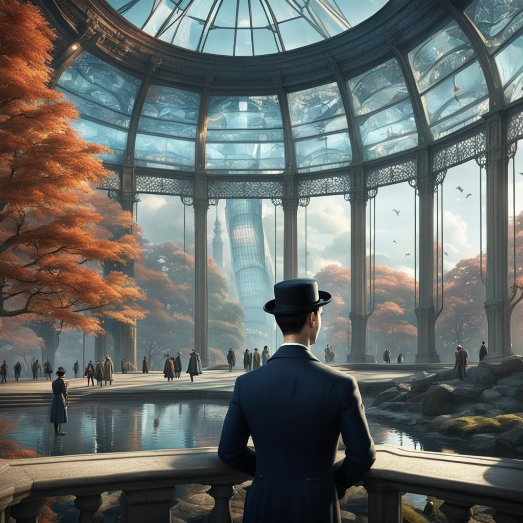 Gentleman at the Crystal Palace, Detailed Matte Painting