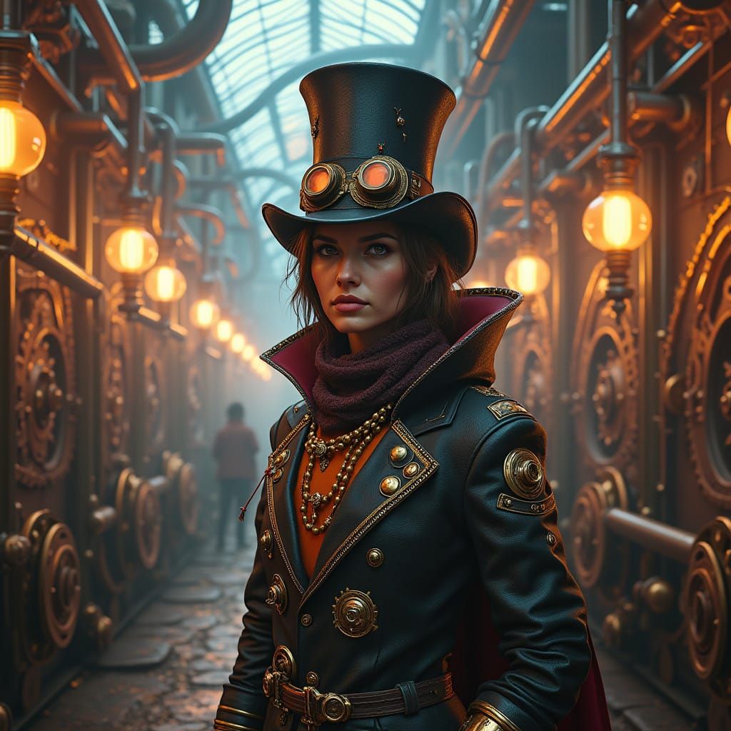 Steampunk Industrial Fantasy with Retro-Futuristic Details