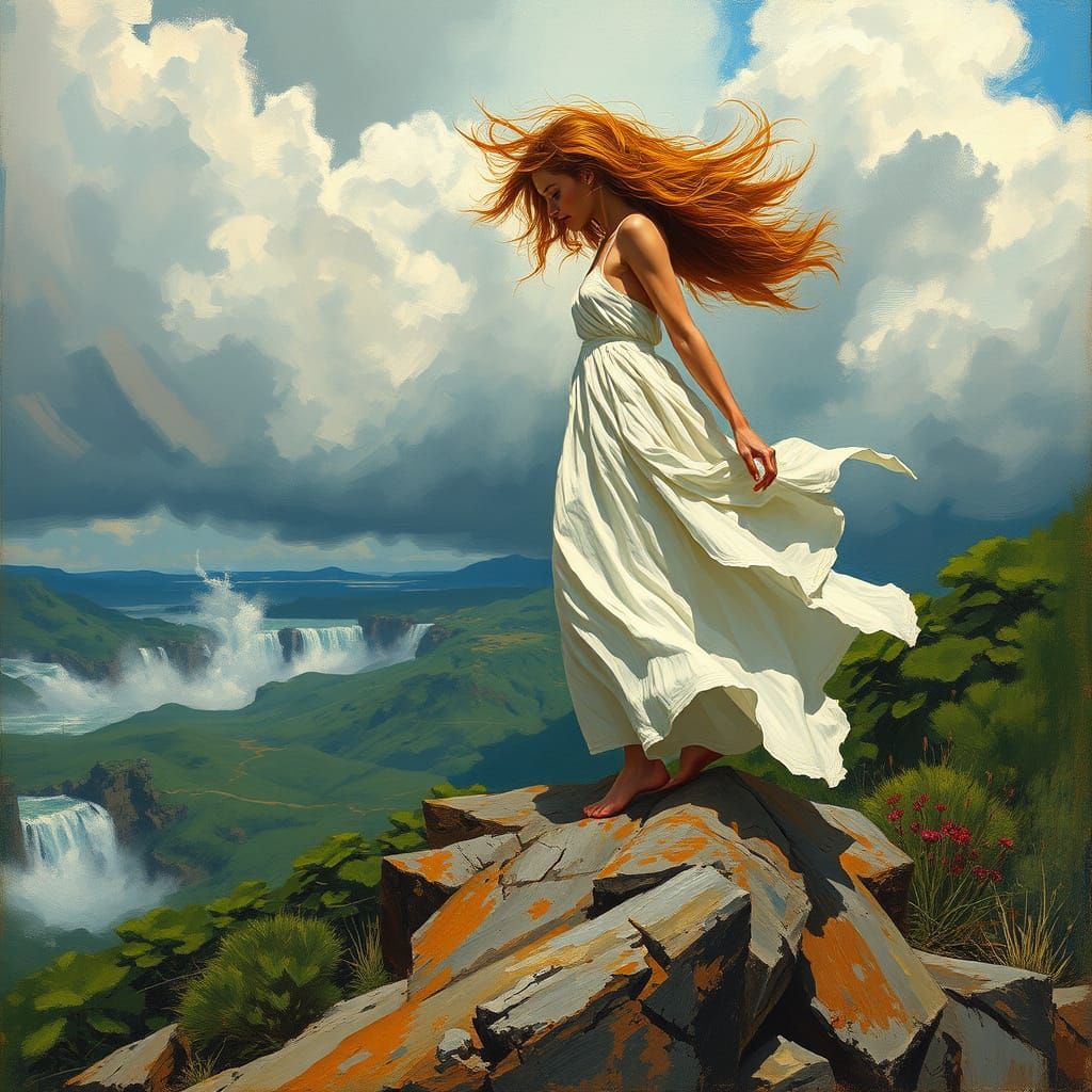 Wild Spirit Landscape Painting in Romantic Style