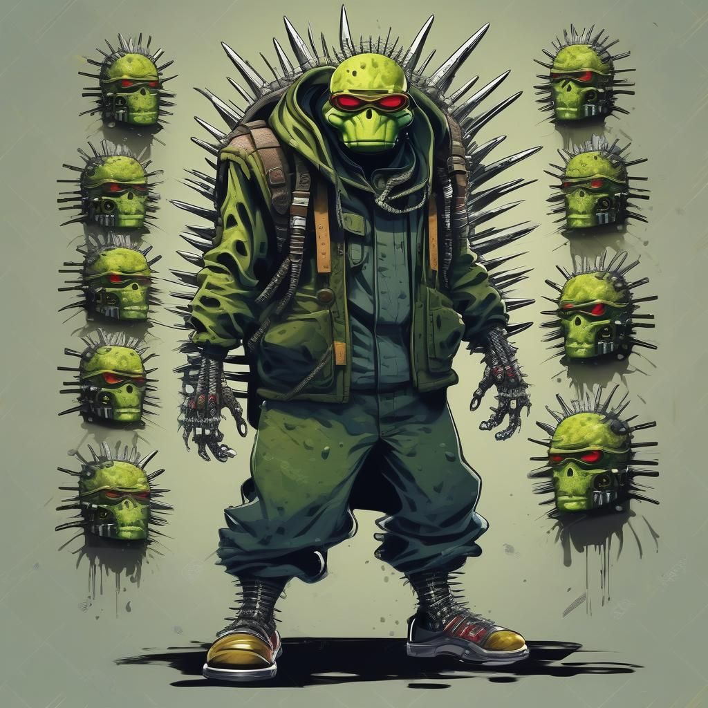 Arrogant Mutant Biopunk Virus with Death Mask Background