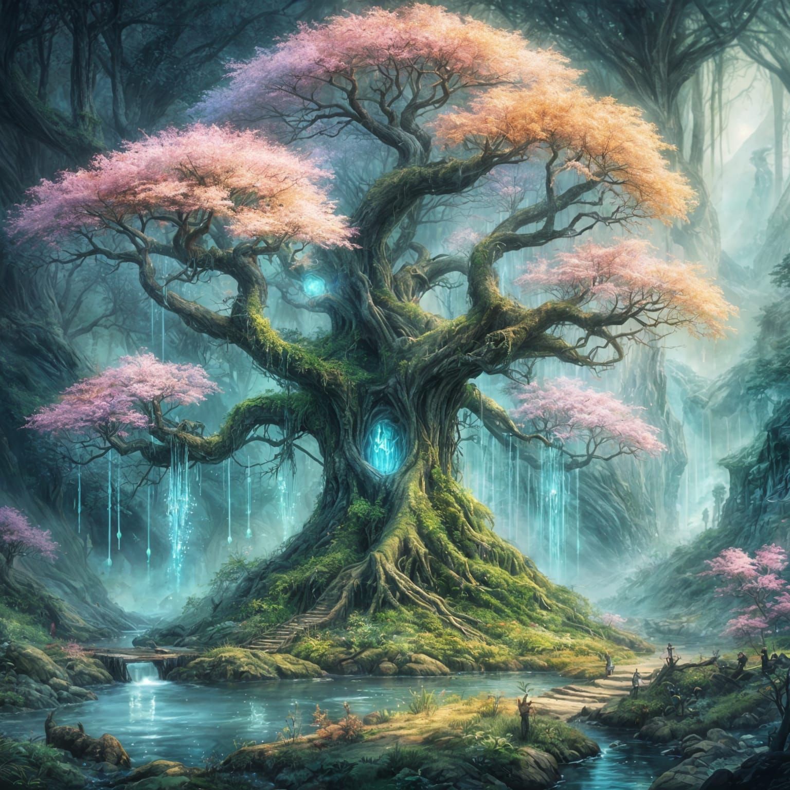Ethereal Tree of Wonder in Whimsical Watercolor