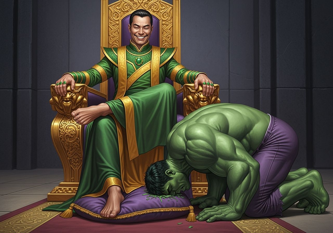 Marvel Villain Mandarin Trampling the Hulk