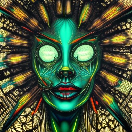 Dystopian Sci-Fi Holographic Simulation in Occult Style