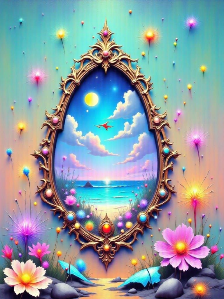 Seashell Portal to Paradise Island in Dreamy Style