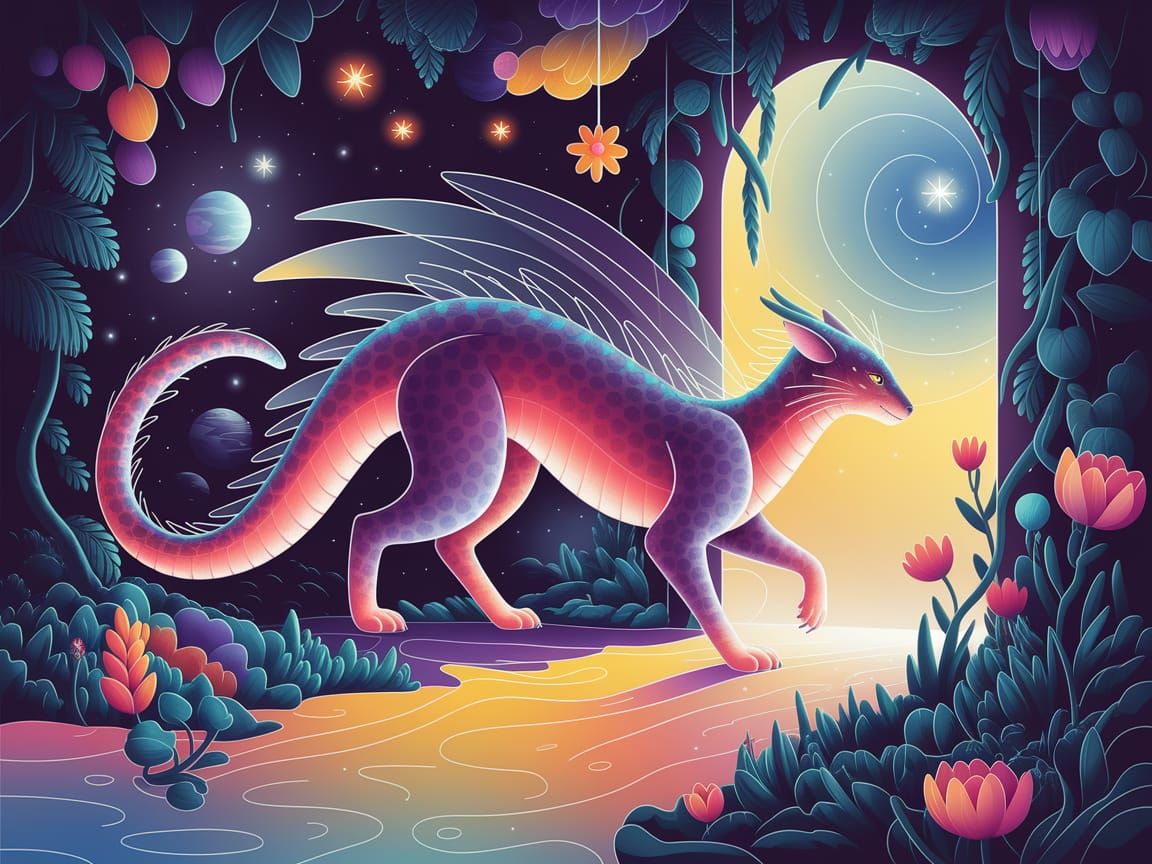 Ethereal Dragon-Cat Enters Fairy Portal