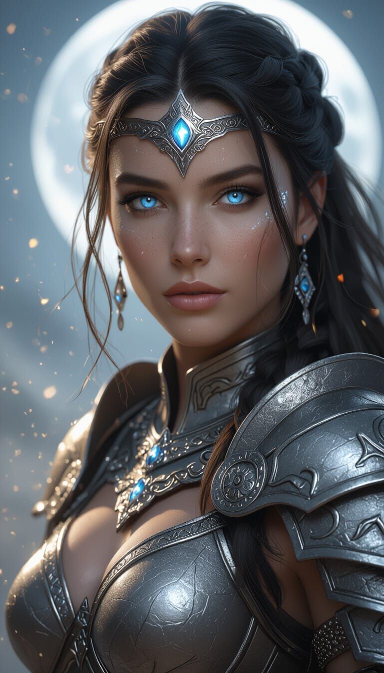 Moonlit Warrior Priestess in 3D Render Style