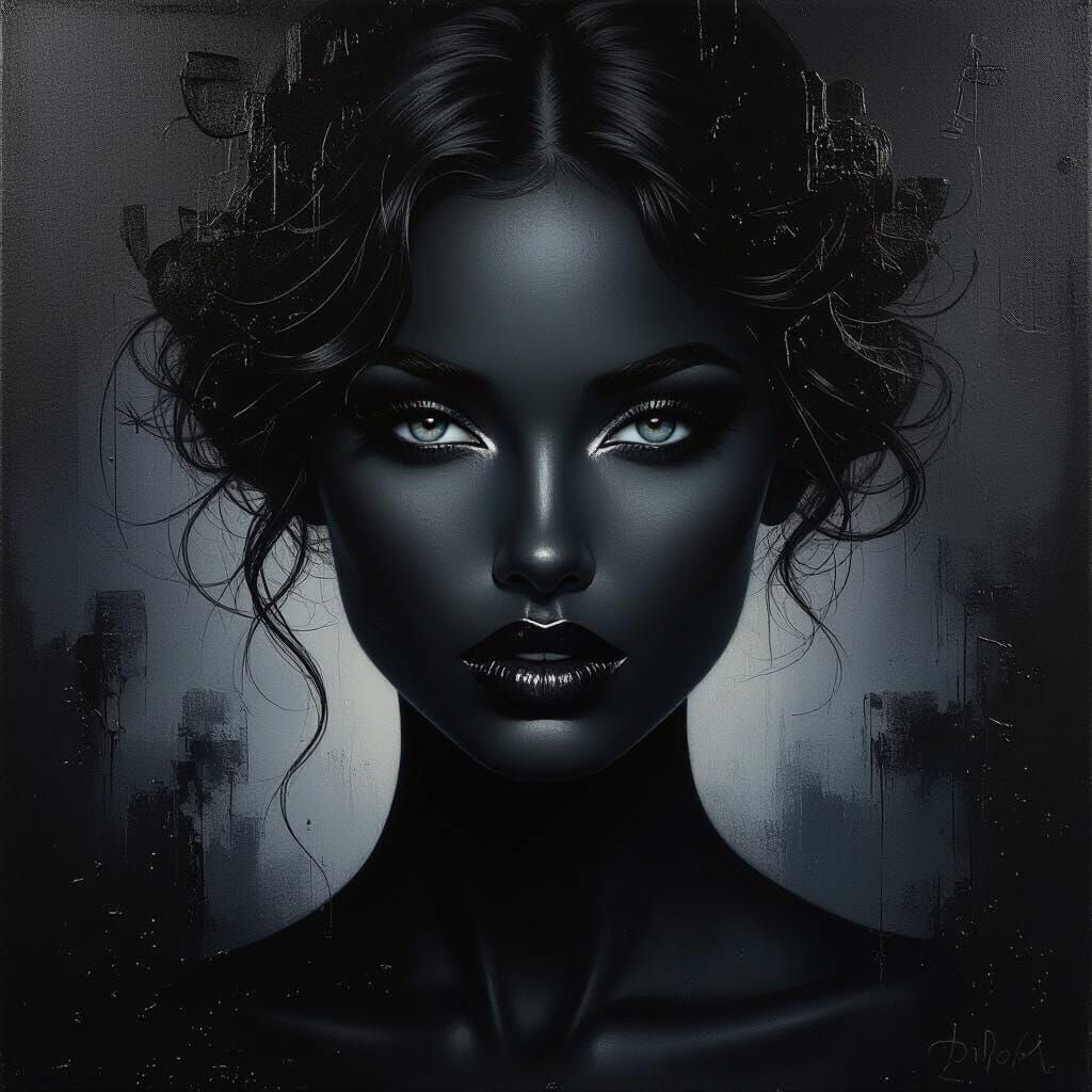 Mesmerizing Black Painting Exudes Sophistication and Mystery