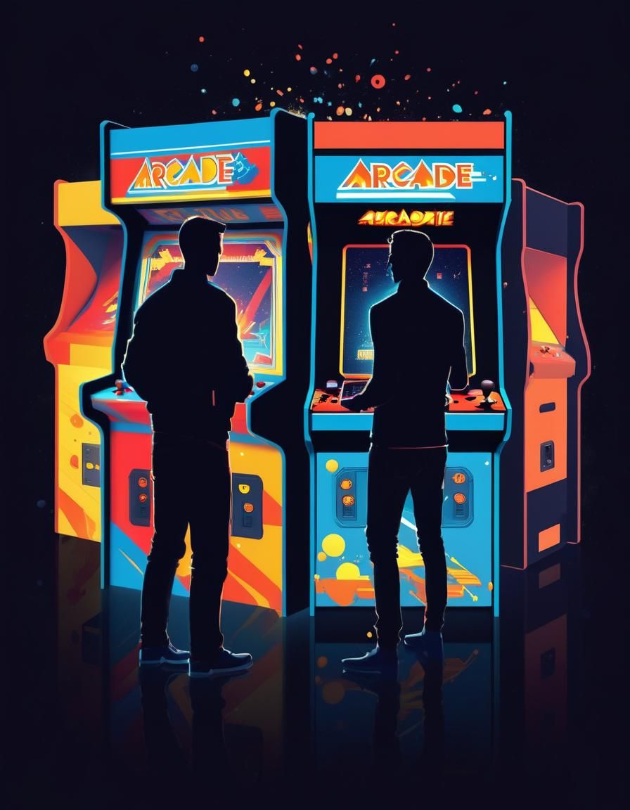 Retro Arcade Silhouette in Minimal Vector Art