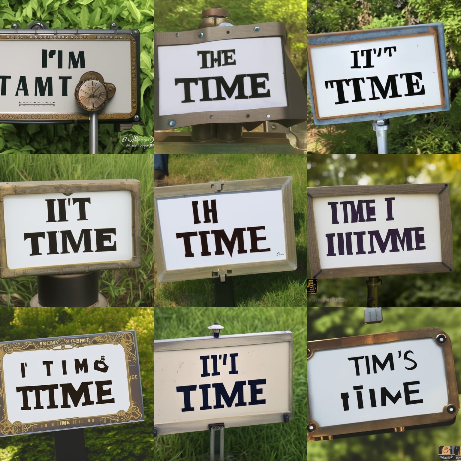 Steampunk Engine Sign Reads "IT'S TIME"