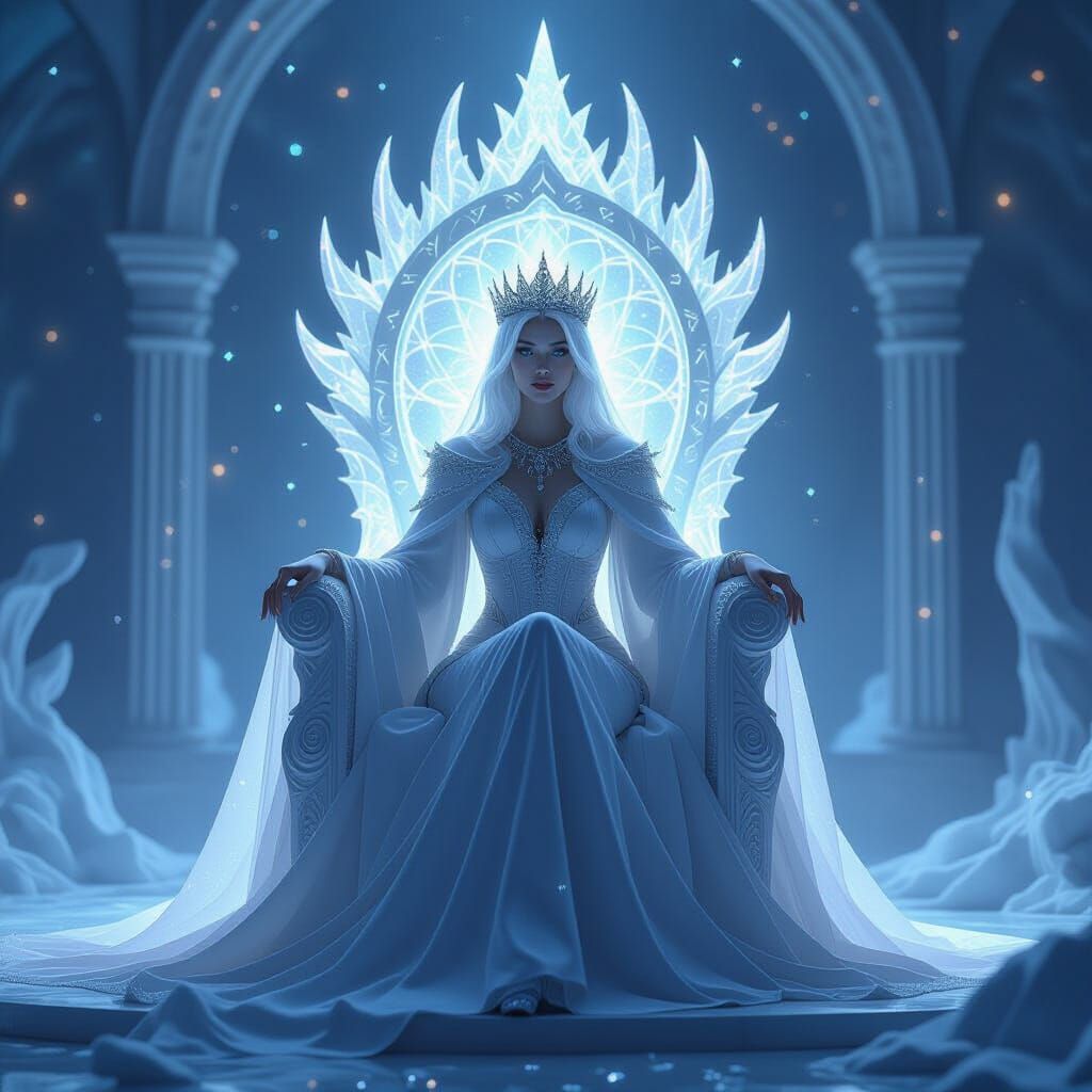 Ethereal Queen on Moonlit Throne: Splash Art