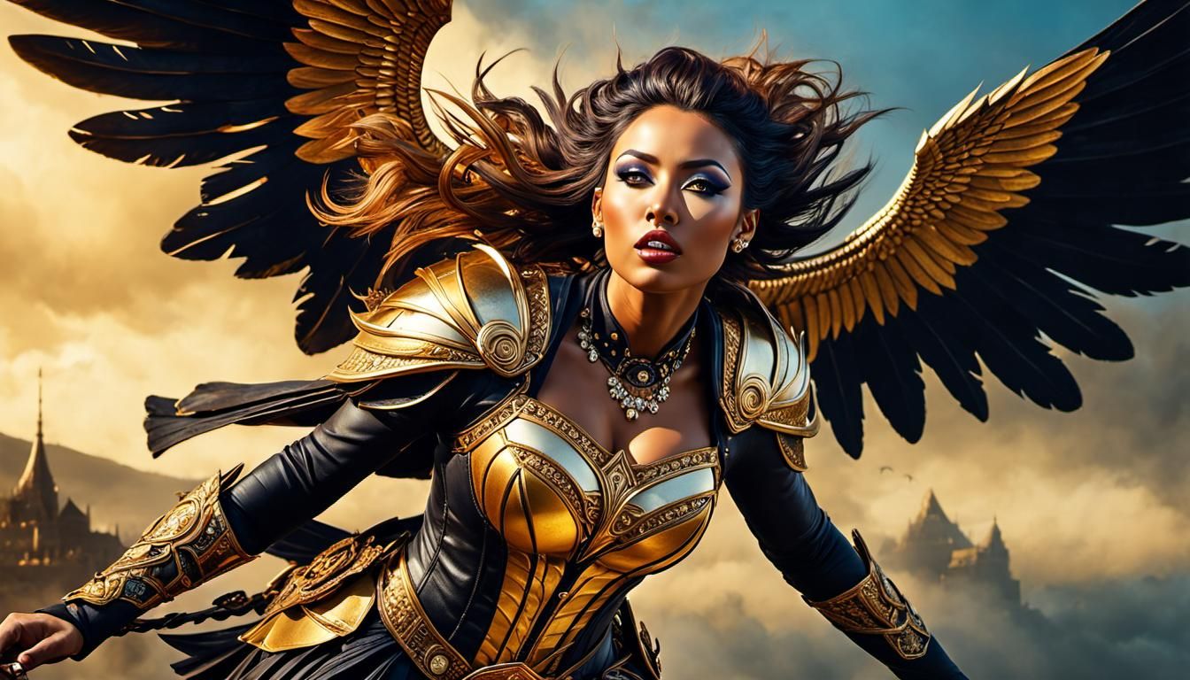 Girl Flies Through Paradox: Hyperrealistic Detailed Photogra...