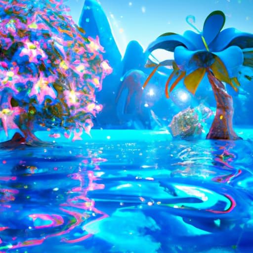 Sparkling Maldives Flower Landscape: Matte Painting