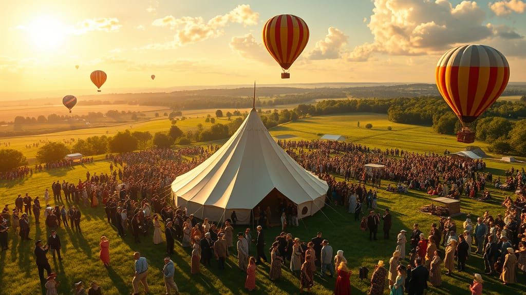 Massive 1800s American Tent Revival Camp Meeting in Vibrant ...