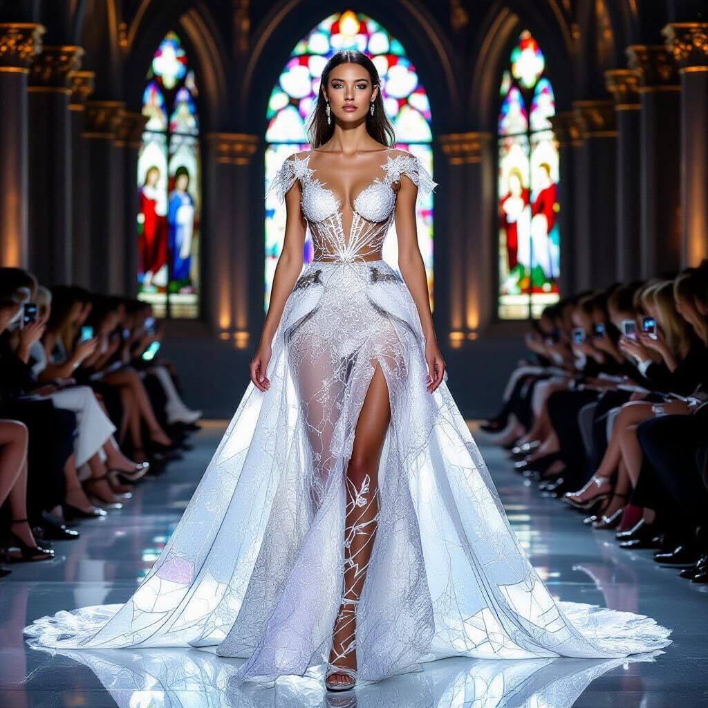 Futuristic Glass Wedding Dress Inspired by Cathedrals