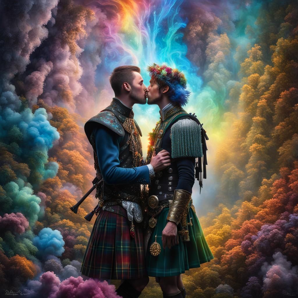 Bioluminescent Scottish Kiss in Fantasy Forest