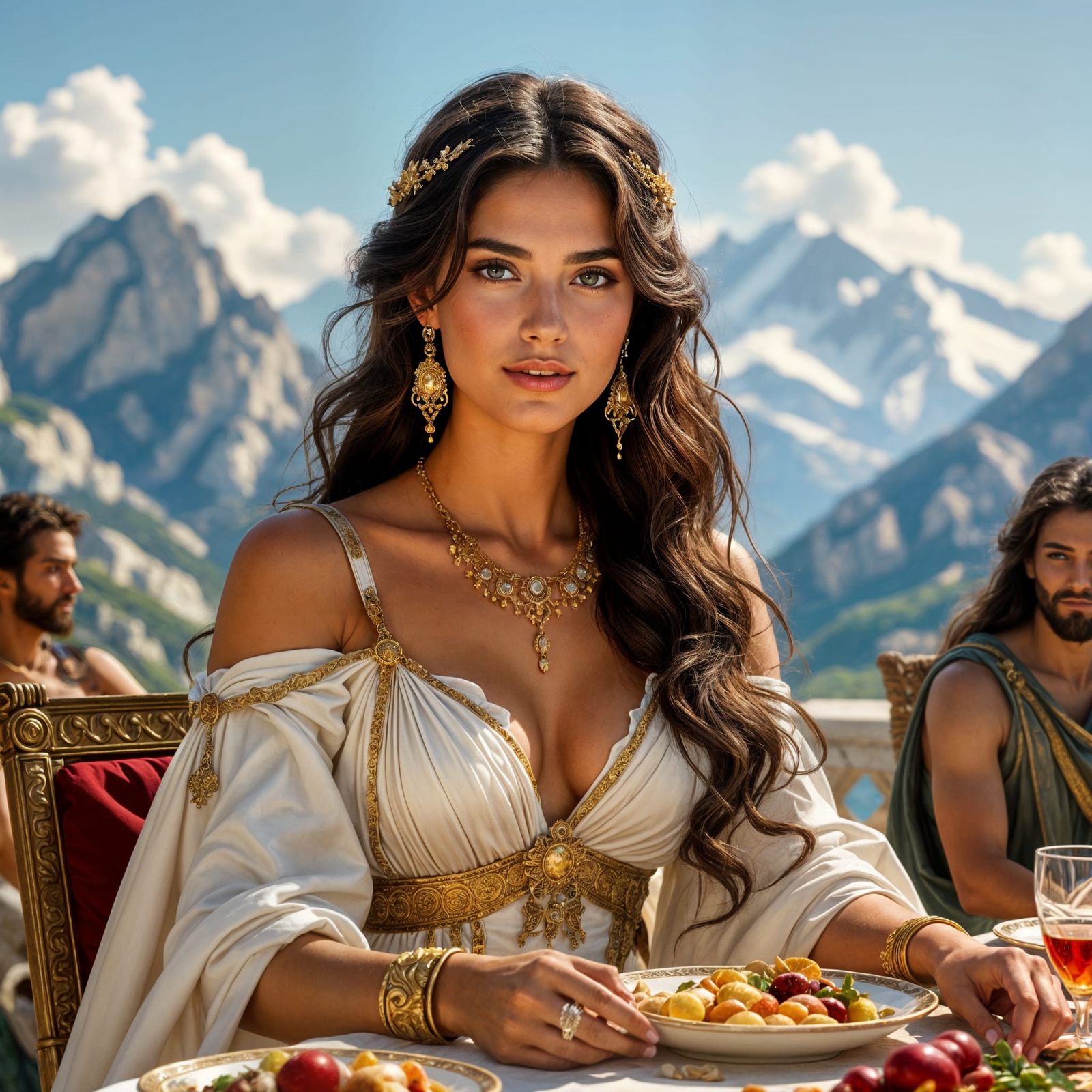 Ariadne Feasting with Gods in Olympus, Neoclassical Style