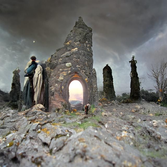 Monastic Stone Ruins in Ireland as Oil Painting