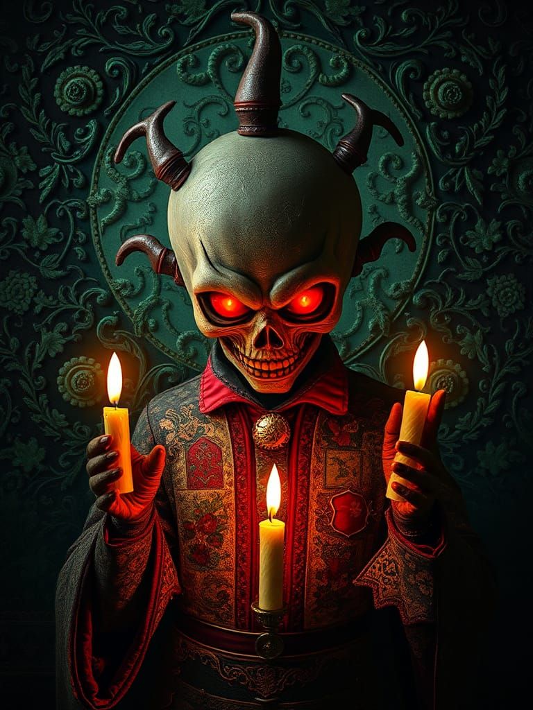 Hyperdetailed Disembodied Creature with Glowing Red Eyes