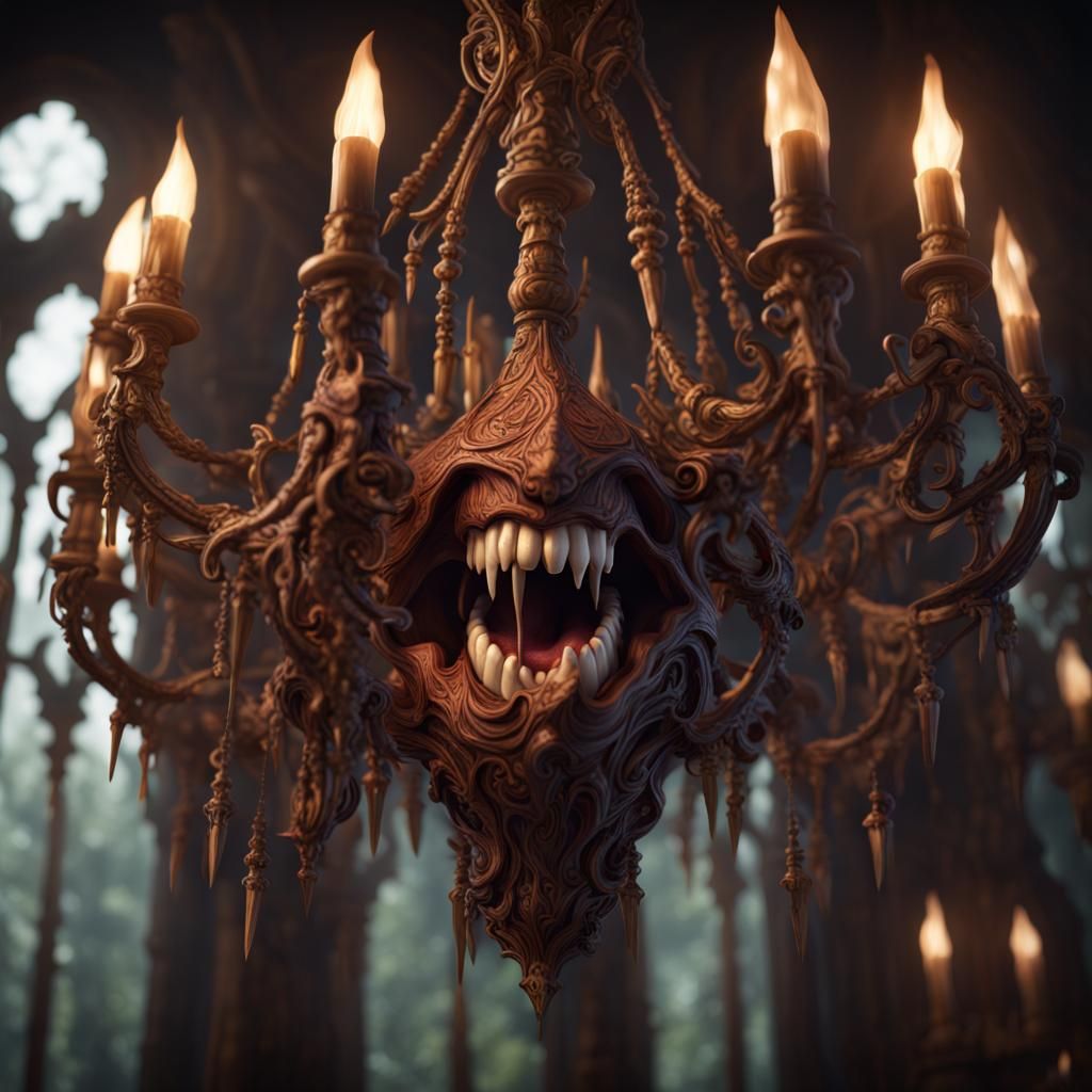 D&D Mimic: Chandelier Monster with Gaping Mouth