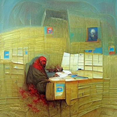 Dystopian Office Worker in Beksinski Style