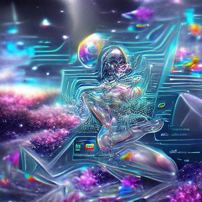 Astral Cosmic Cyberspace Illustration in Mixed Media