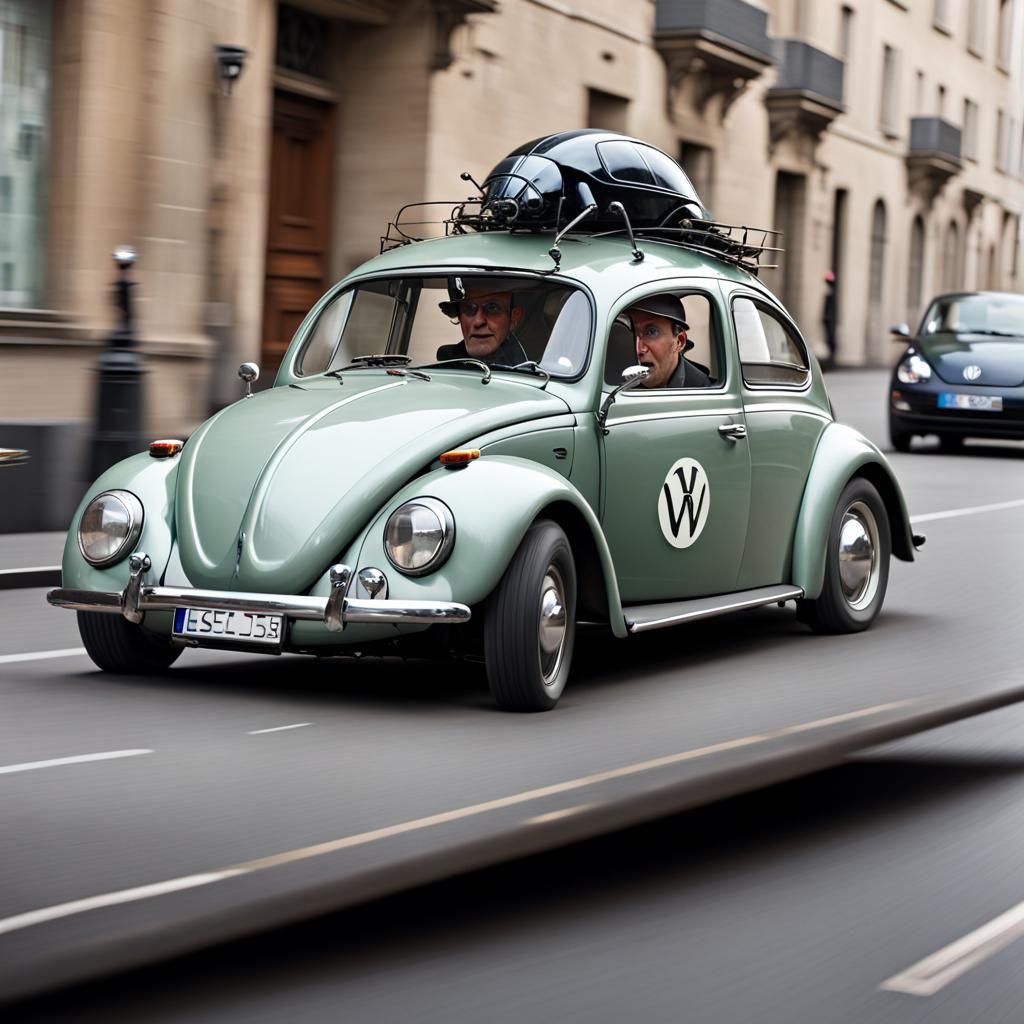 Beetle Driving a VW Beetle: Automotive Insect