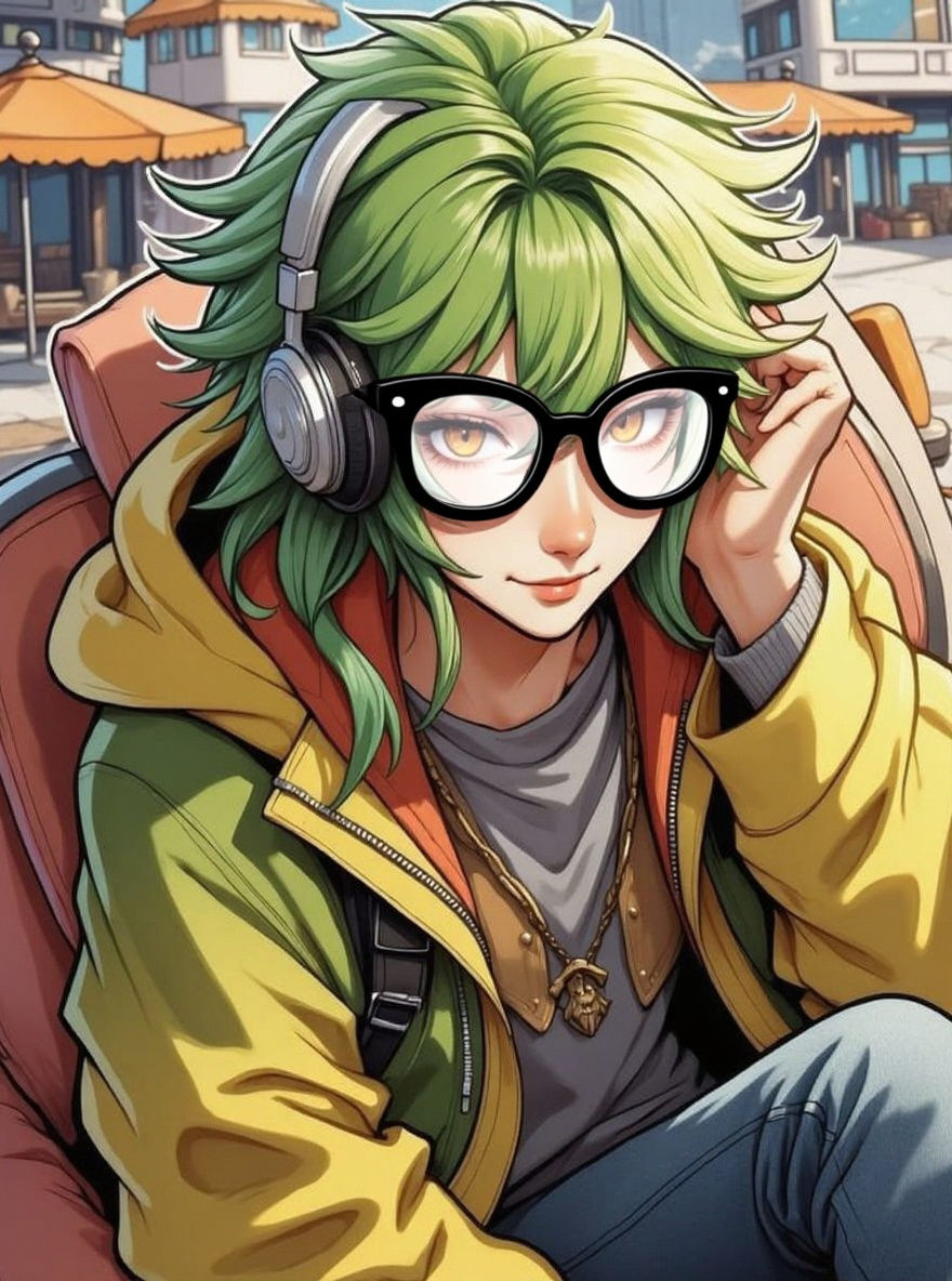 Cell Shaded Character Relaxing in Harbour