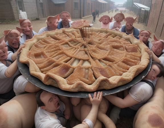 Six Men Carry Piglet Pie Bier