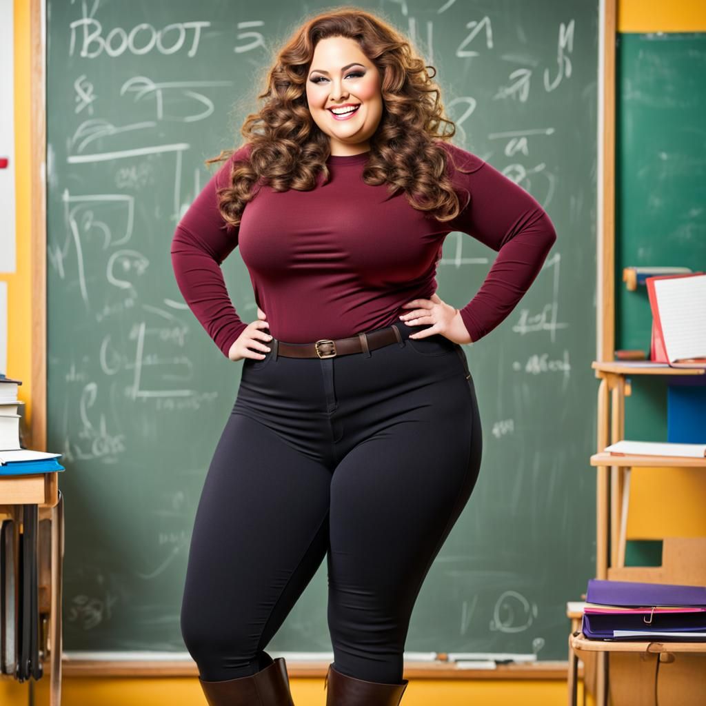 Curvy Plus-Size Teacher with Beautiful Makeup