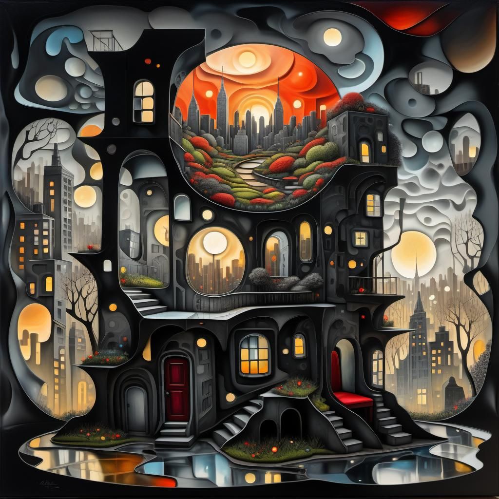 Surreal Cubist Bedroom in Dark Academia Style