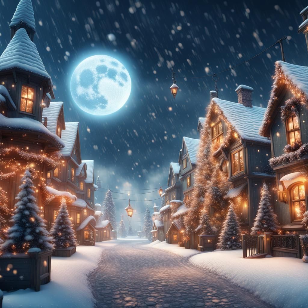 Vintage Christmas Village: Santa in Galaxy Snowfall