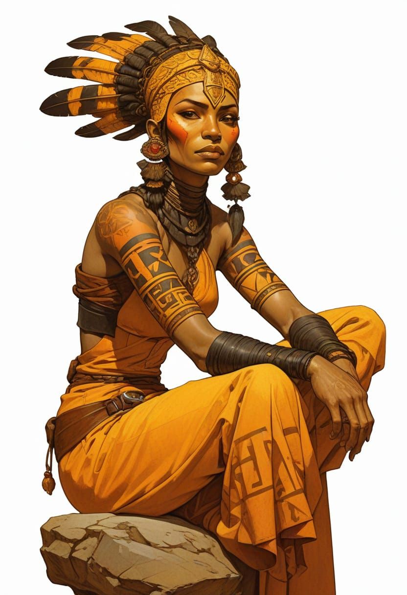 Mysterious Amazonian Goddess in Vibrant Fantasy Style